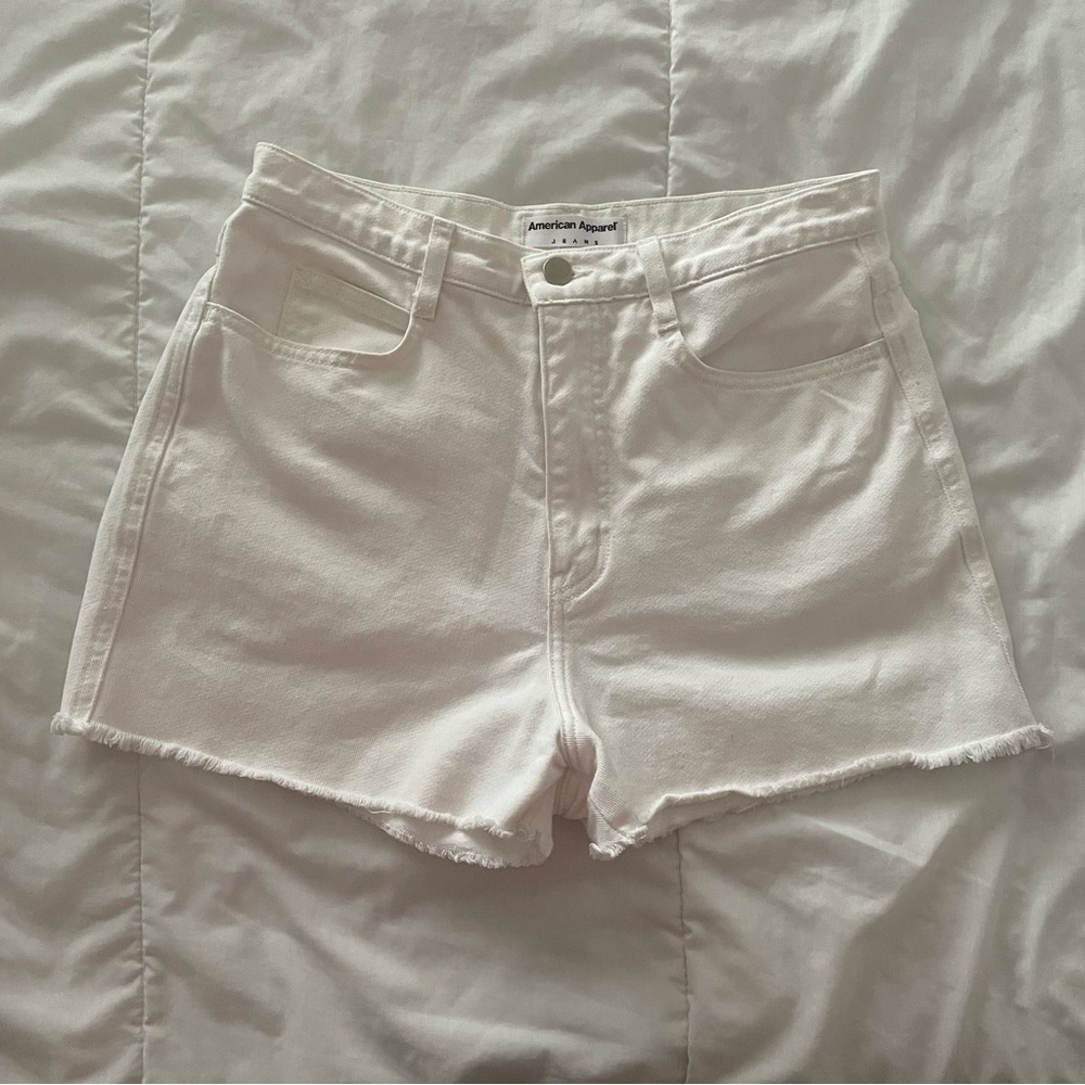American Apparel white denim cutoff jean shorts